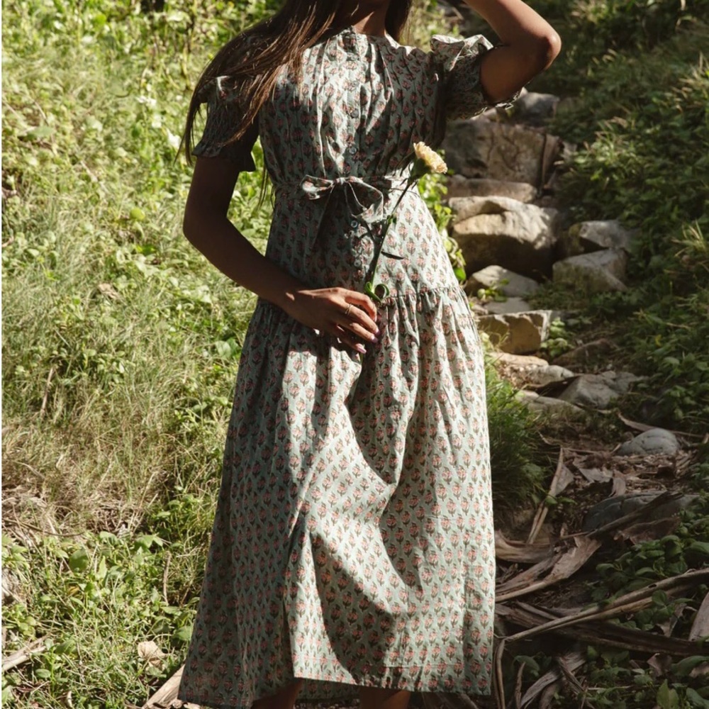 Daughters of India Prairie Dress in Sage